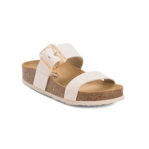 PLAKTON Ivory Made In Spain Suede Rock Flex Comfort Footbed Sandals